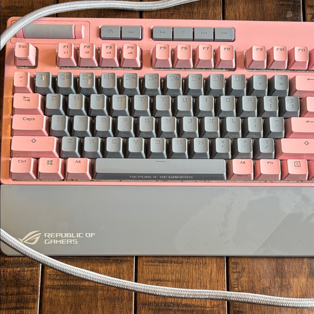 Republic of Gamers Pink and Gray Keyboard